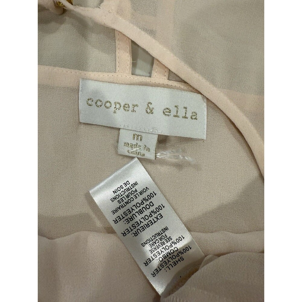 Cooper & Ella Top Womens Medium Light Pink Floral Embroidered Coquette Work Twee - Picture 3 of 5